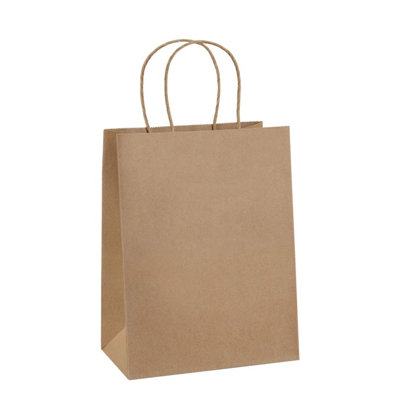 BagDream Gift Bags 8x4.25x10.5 100Pcs Brown Paper Gift Bags with Handles Bulk for Wedding, Party Favor, Grocery, Shopping, Retail, Merchandise Medium Kraft Paper Sacks - Image 1
